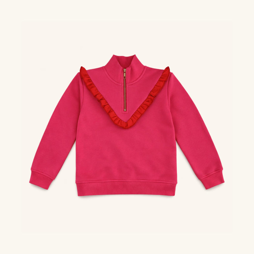 Girls' Half Zip in Pink/Red