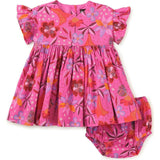 Ruffle Sleeve Baby Dress Set, Pink