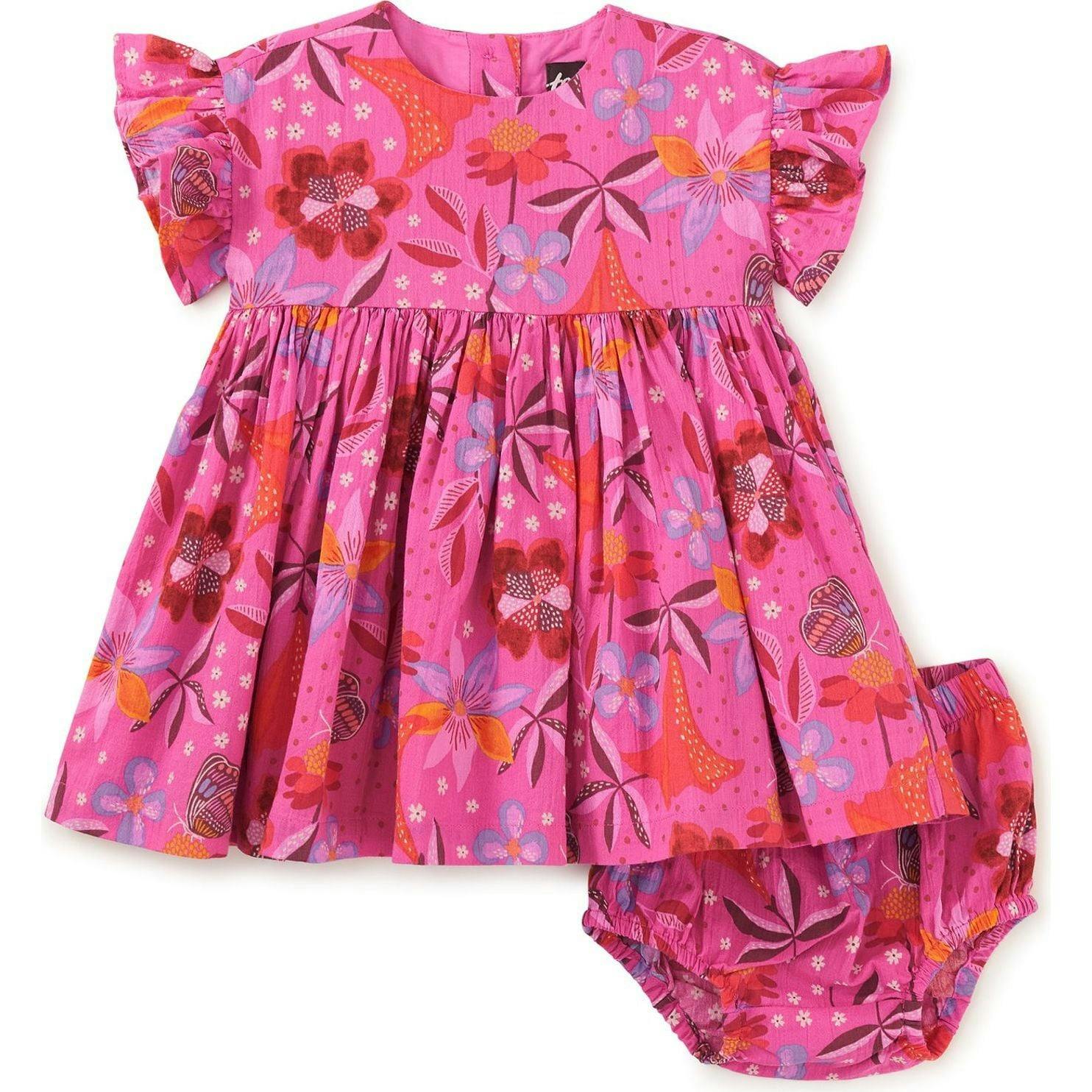 Ruffle Sleeve Baby Dress Set, Pink