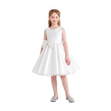 Ivory Sabina Satin Flared Dress with Side Bow