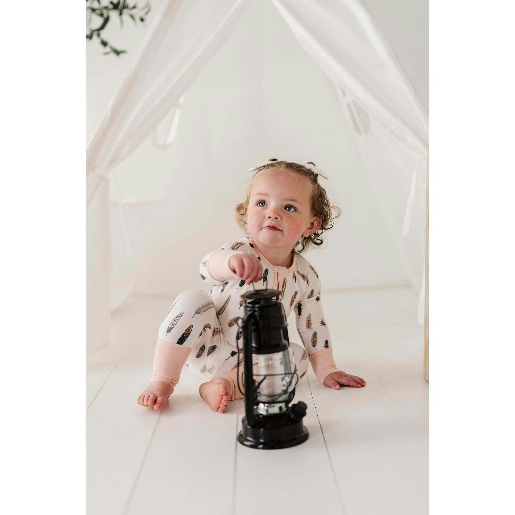 Long Sleeve Zip Romper Hair Bow