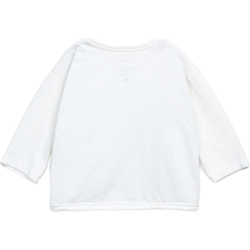 Wording Graphic Print Crew Neck Long Sleeve 2-Button Shoulder T-Shirt