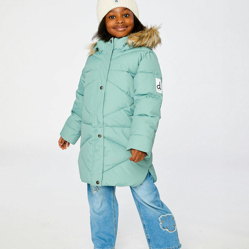 Long Winter Puffer Coat Sage Green