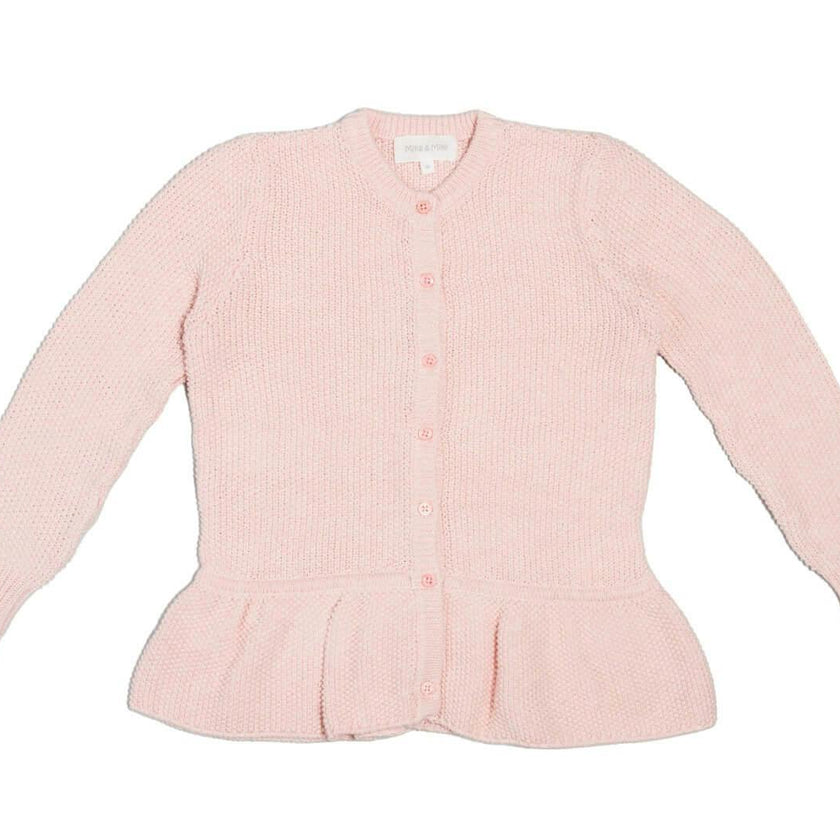 Moss Stitch Ruffled Cardigan | Blush