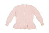 Moss Stitch Ruffled Cardigan | Blush