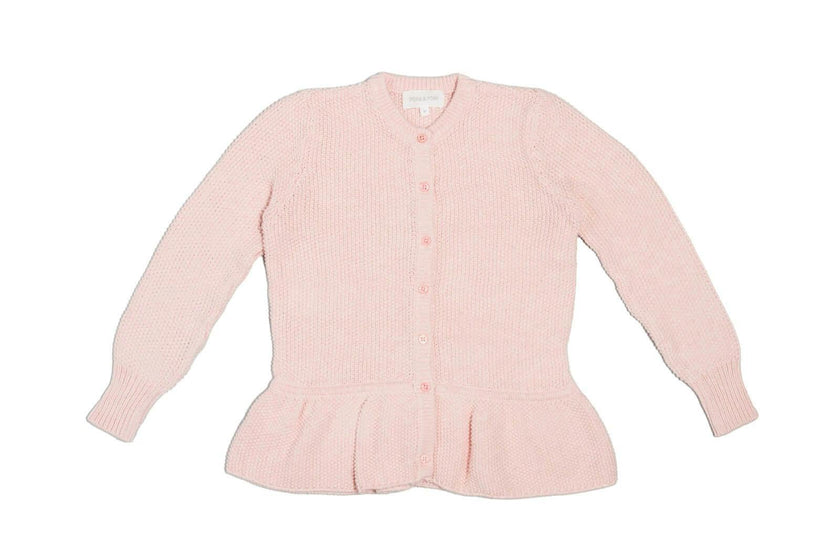 Moss Stitch Ruffled Cardigan | Blush