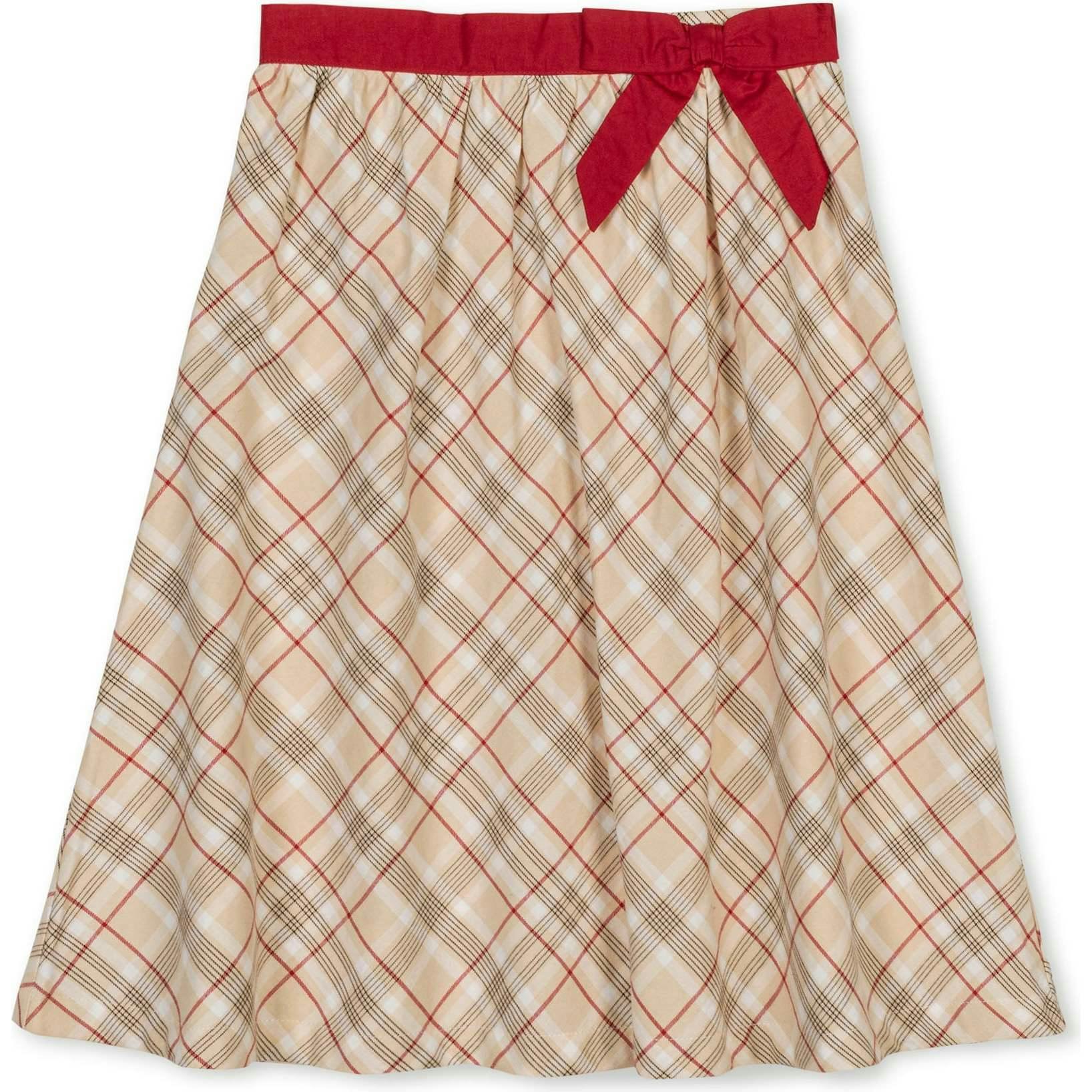 Organic Pull-on Bow Sash Party Skirt, Beige
