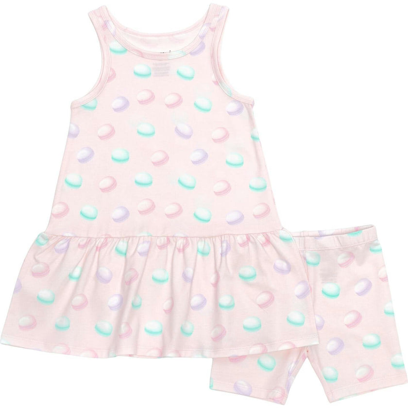 Sleeveless Drop Waist Dress With Matching Shorts