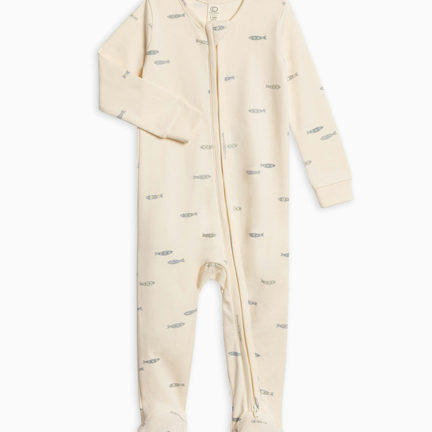 Peyton Zipper Sleeper Wave Stripe / Rain