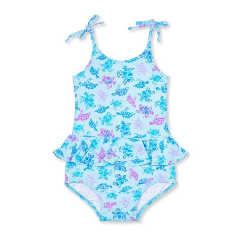 Turtle Print Skirted Swimsuit