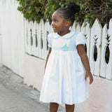 Eloise Dress in Smocked Sailboats