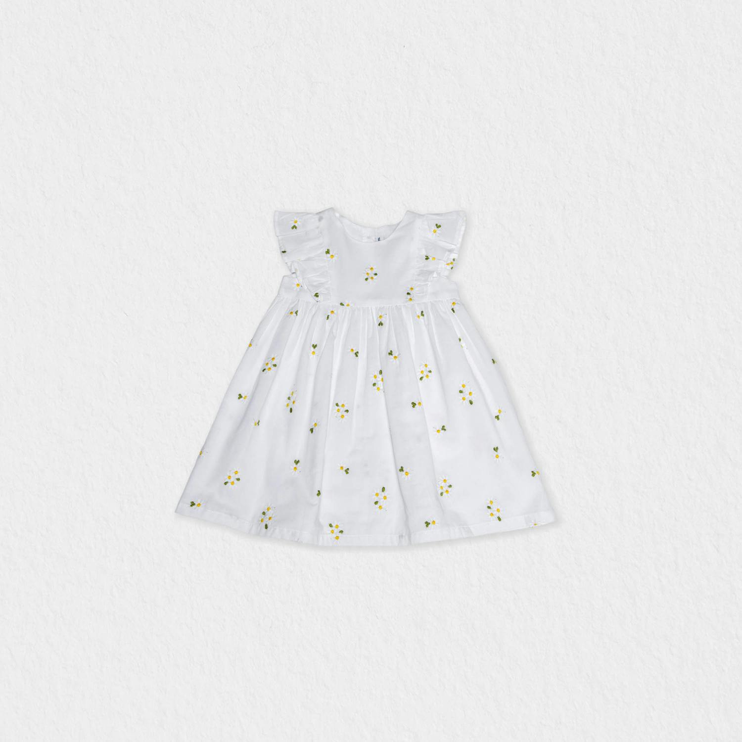 Emilie Baby Dress Sleeveless, White Daisy