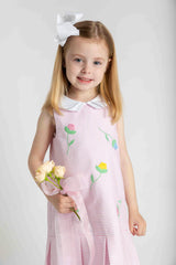 Stripe Pique Dress With Tulips