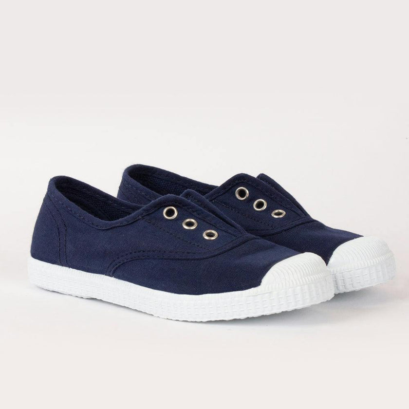 Hampton Canvas Plum Plimsolls in Navy