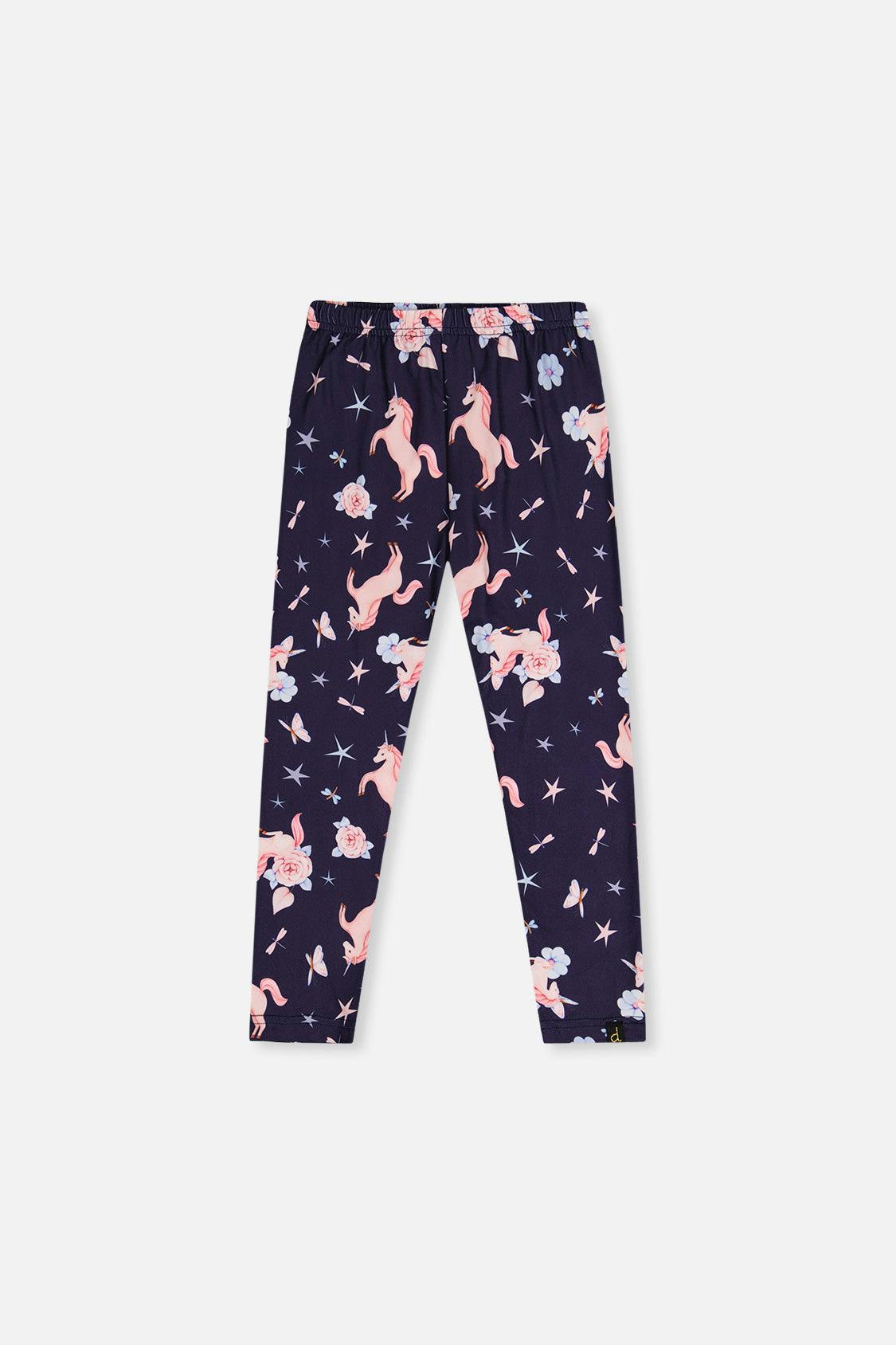 Printed Leggings Navy Unicorn Print