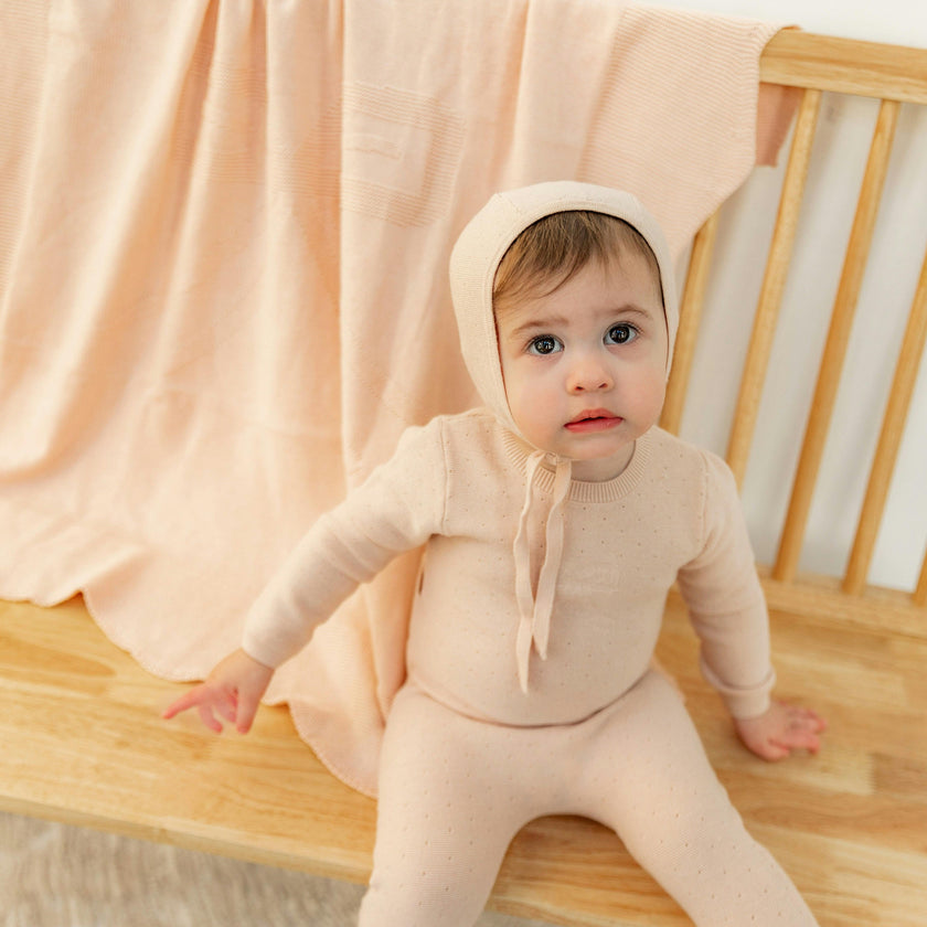 Bow Print Blanket Blue Mist