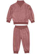 Baby Girls Velour Neck Sweater & Pant 2-Piece Set