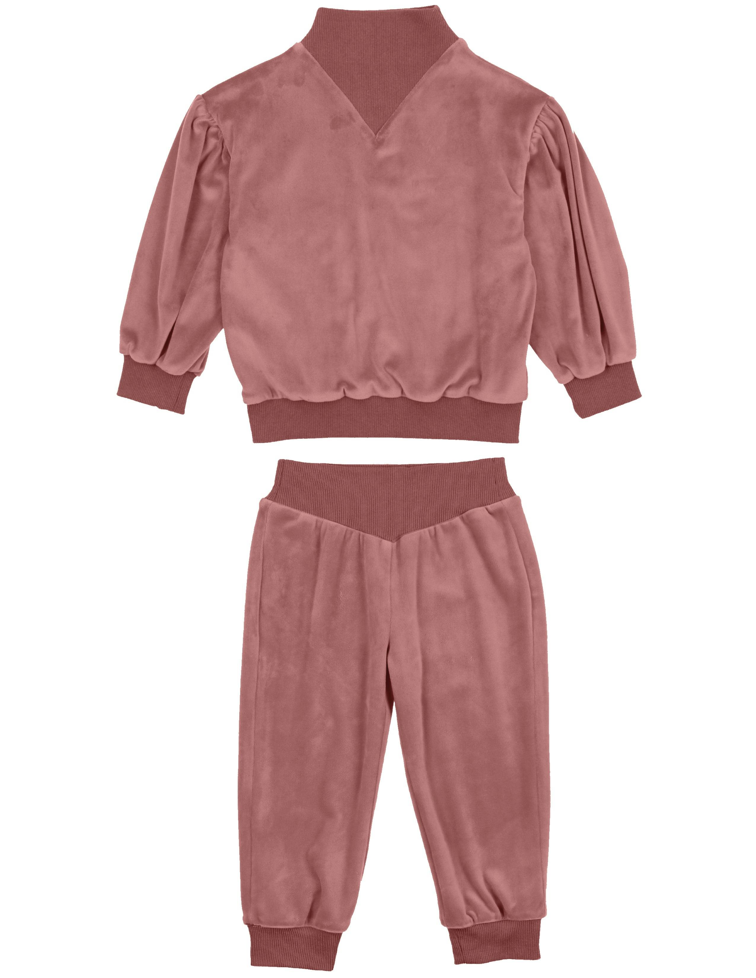 Baby Girls Velour Neck Sweater & Pant 2-Piece Set