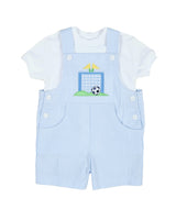Check Seersucker Shortall With Soccer Goal
