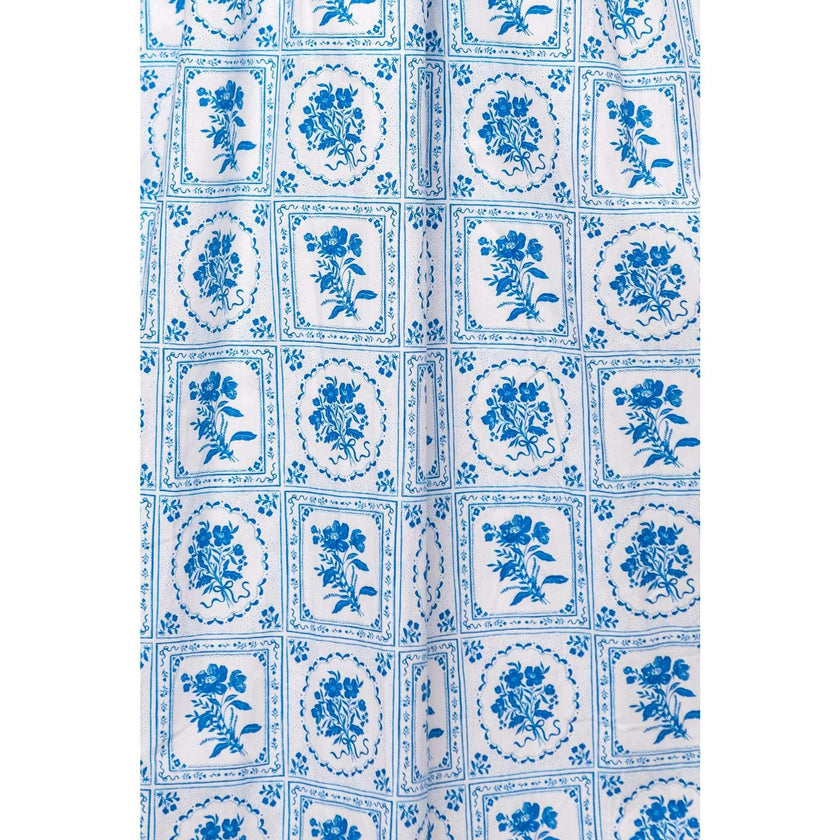 Mae Dress in Blue Floral Stamp