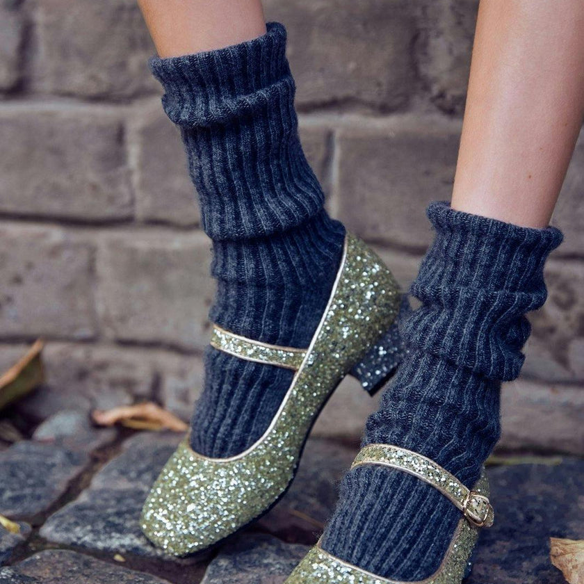 Agnese 2-Color Glitter Buckle Strap Mary Jane Shoes