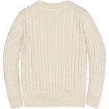 Organic Long Sleeve V-Neck Cable Sweater, White
