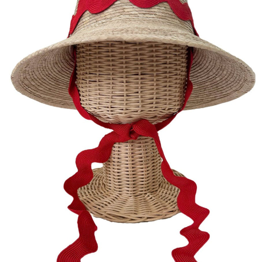 Palmetto Girl’s Hat - Red Ric-Rac Ribbon