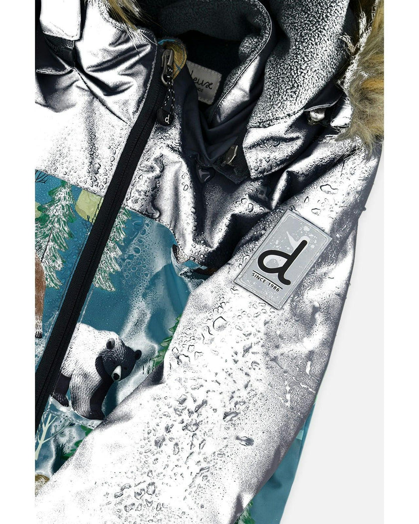 Kids One Piece Discover Snowsuit Blue Bear Print