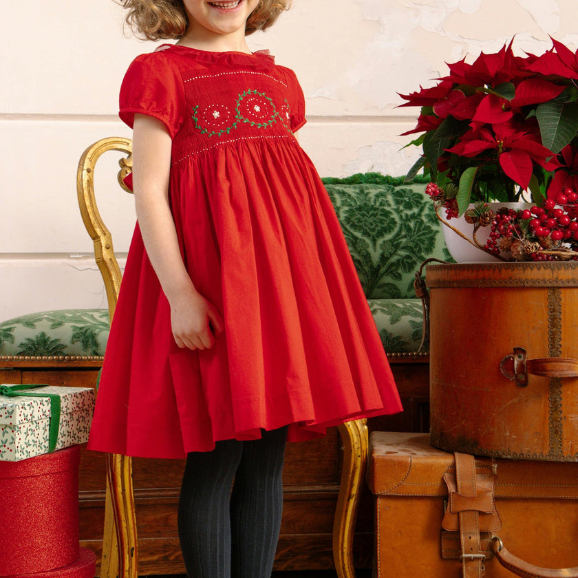 Sofia Red Smocked Dress