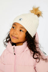 Winter Knit Hat with Pompom Off-White