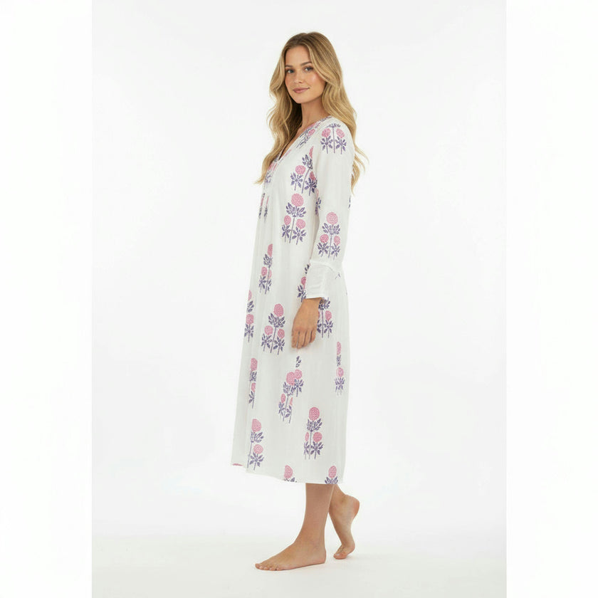 St Barth Womens Kaftan Peony Block Print, Block Print