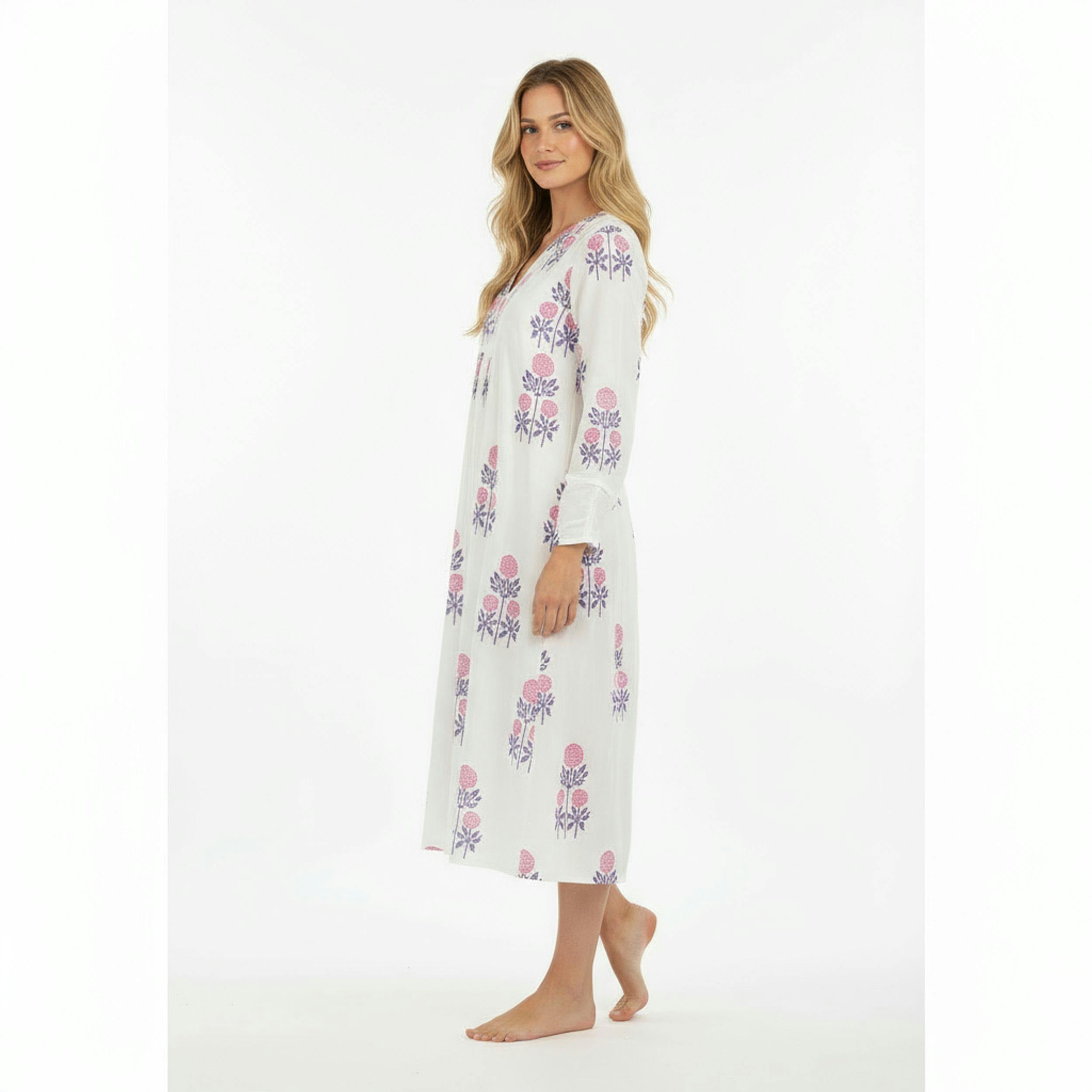 St Barth Womens Kaftan Peony Block Print, Block Print