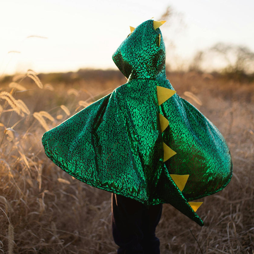 Toddler Dragon Cape Green Metallic