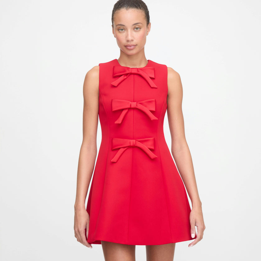 The Blythe Bow Dress - Red with Red Bows
