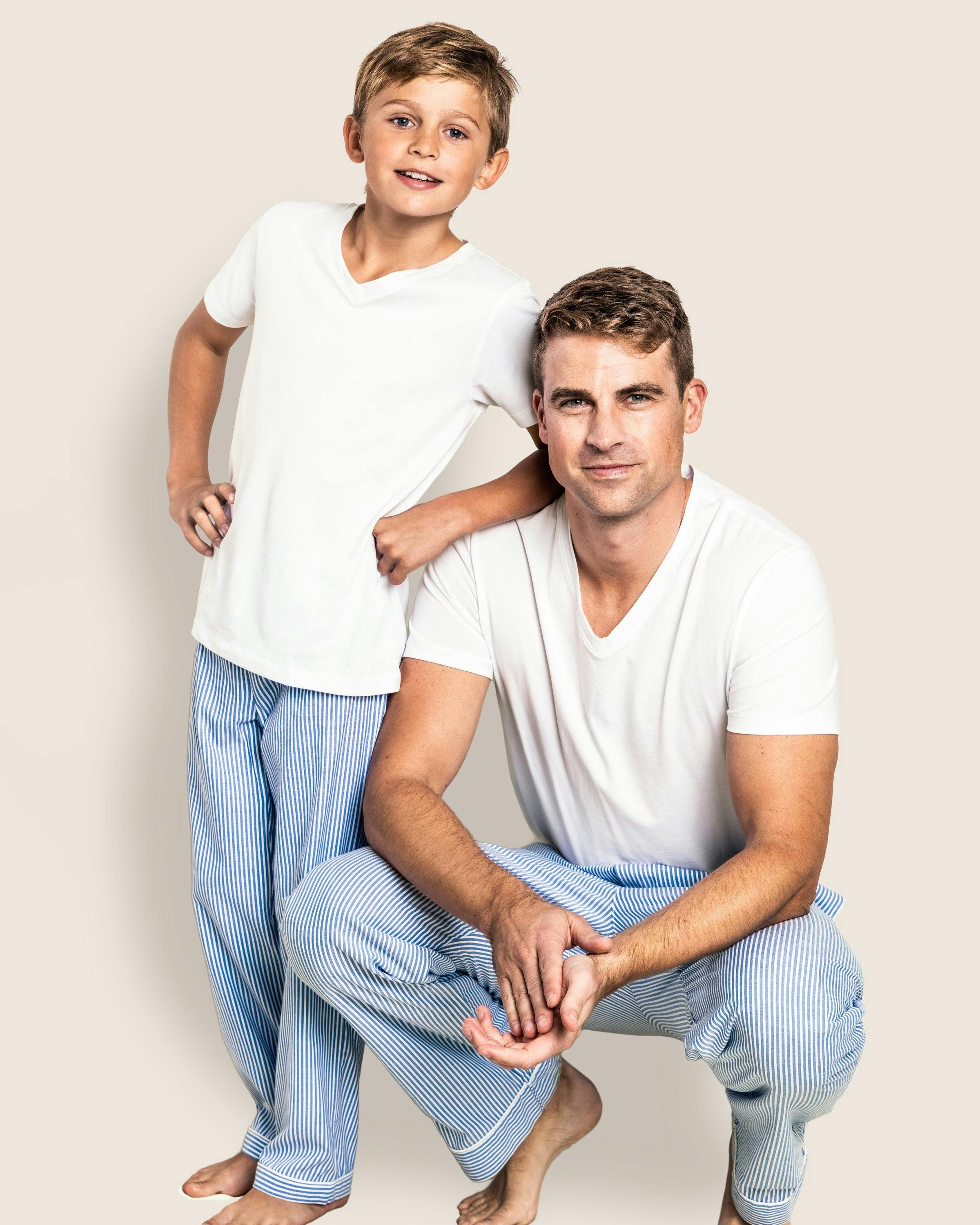 Kid's Twill Pajama Pants in French Blue Heritage Stripe