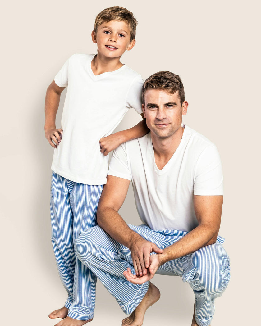 Men's Twill Pajama Pants in French Blue Heritage Stripe