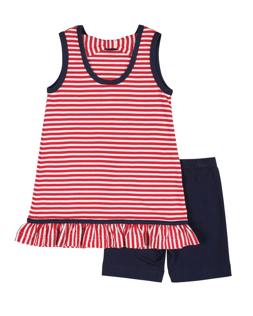 Stripe Knit Short Set With Emb Hearts