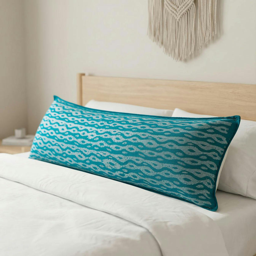 Artisan Hand Loomed Cotton Lumbar Pillow - Blue Ocean - 16"x48"