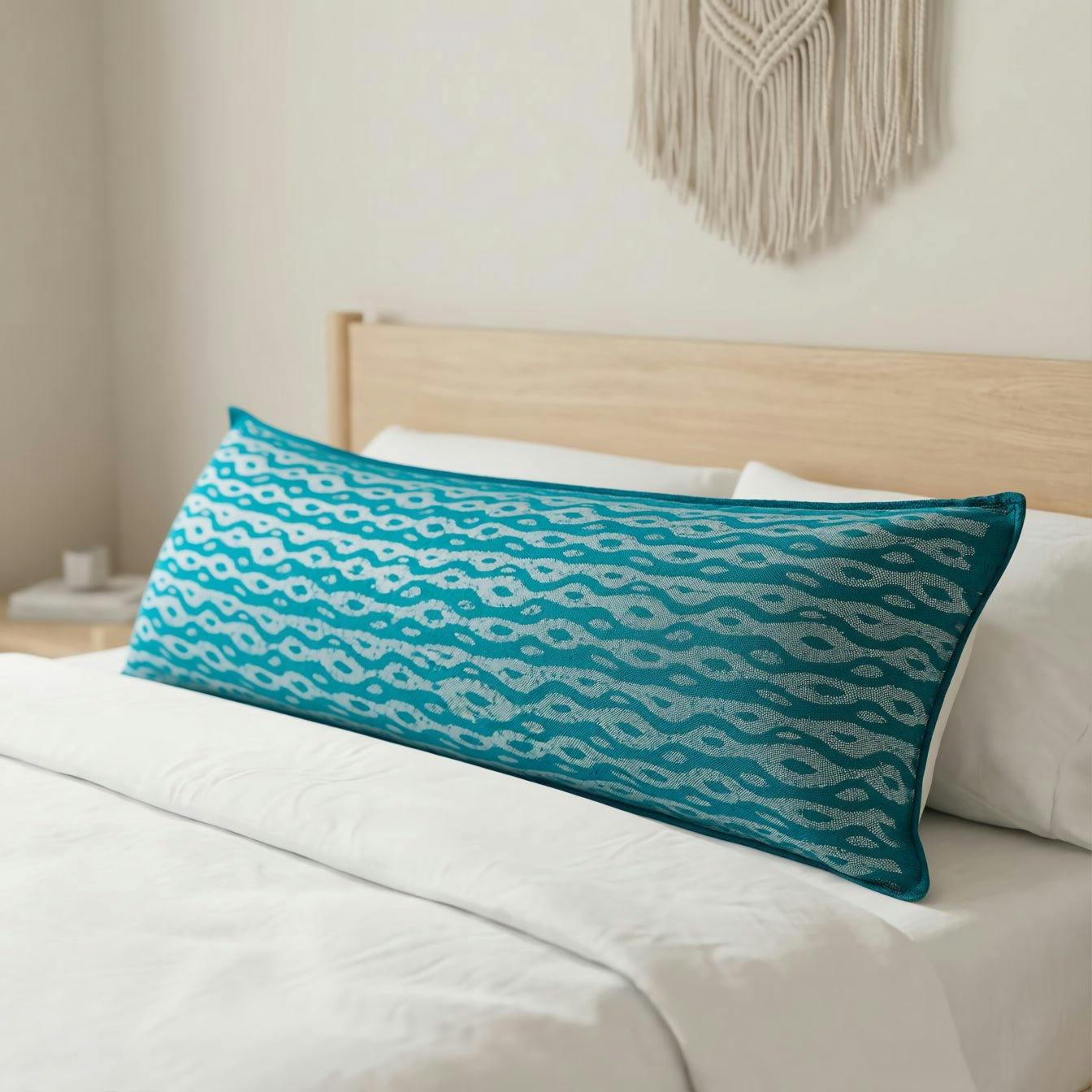 Artisan Hand Loomed Cotton Lumbar Pillow - Blue Ocean - 16