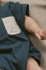 Cory Pocket Romper in Deep Blue