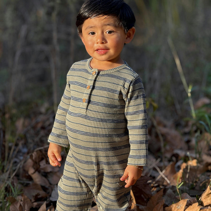 MASON Sage Ribbed Henley Romper
