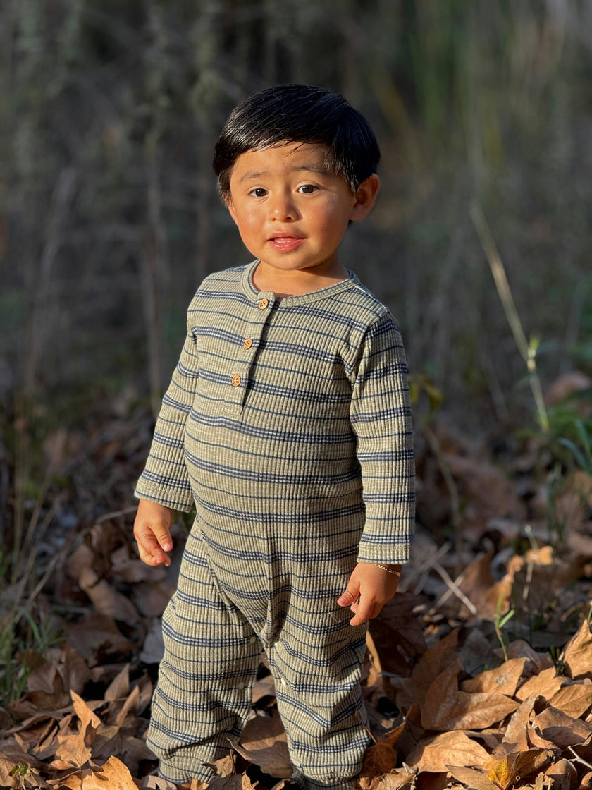 MASON Sage Ribbed Henley Romper