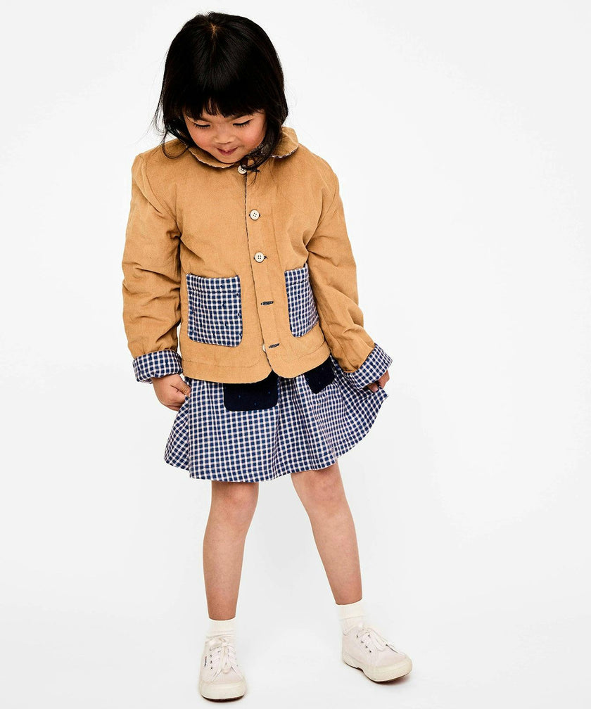 Reversible Quilted Jacket, Marine Tiny Check