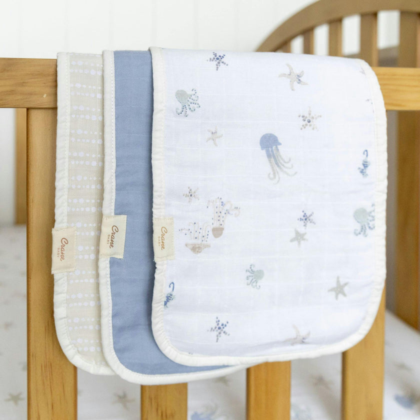 Cove Sea Life Cotton Burp Cloth (Set of 3)