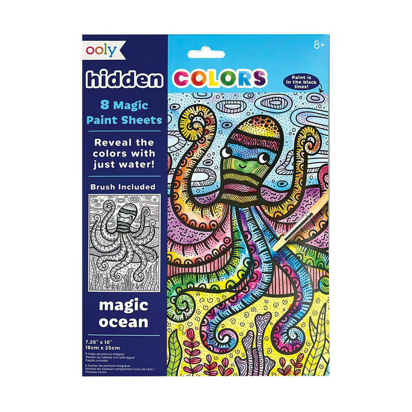 Hidden Colors Magic Paint Sheets - Magic Ocean - 8 Sheets 1 Brush