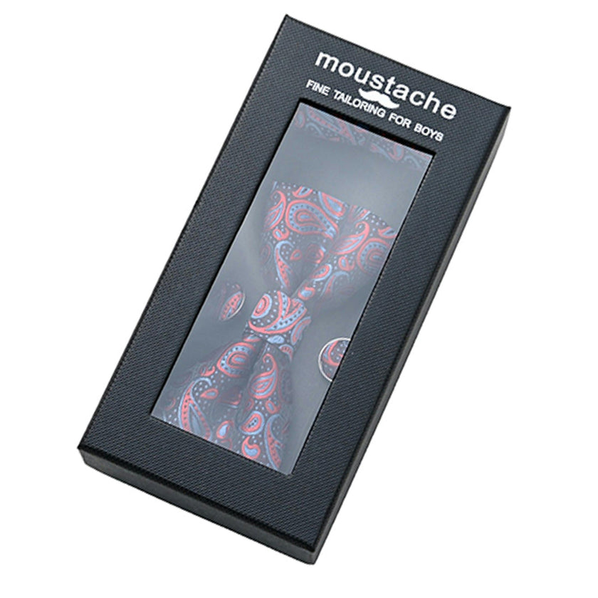 Blue and Red Paisley Bowtie Set
