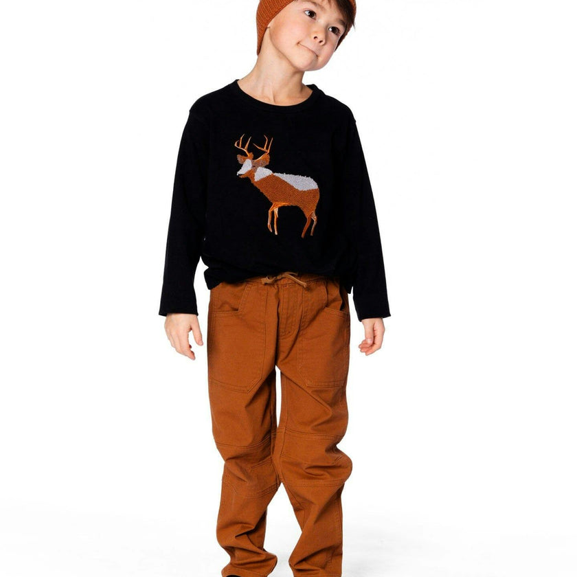 Twill Jogger Pants with Patch Pockets Brown