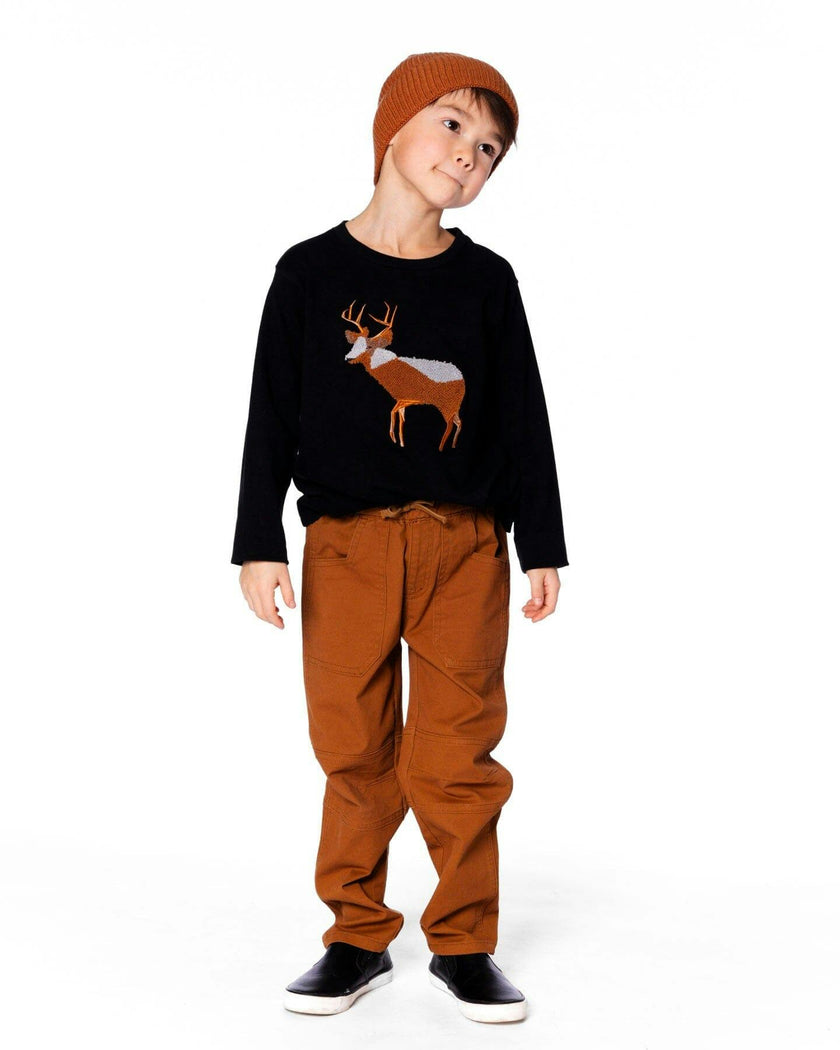 Twill Jogger Pants with Patch Pockets Brown
