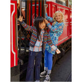 Plaid Print Ribbed Long Sleeve Mock Neck Top, Multi