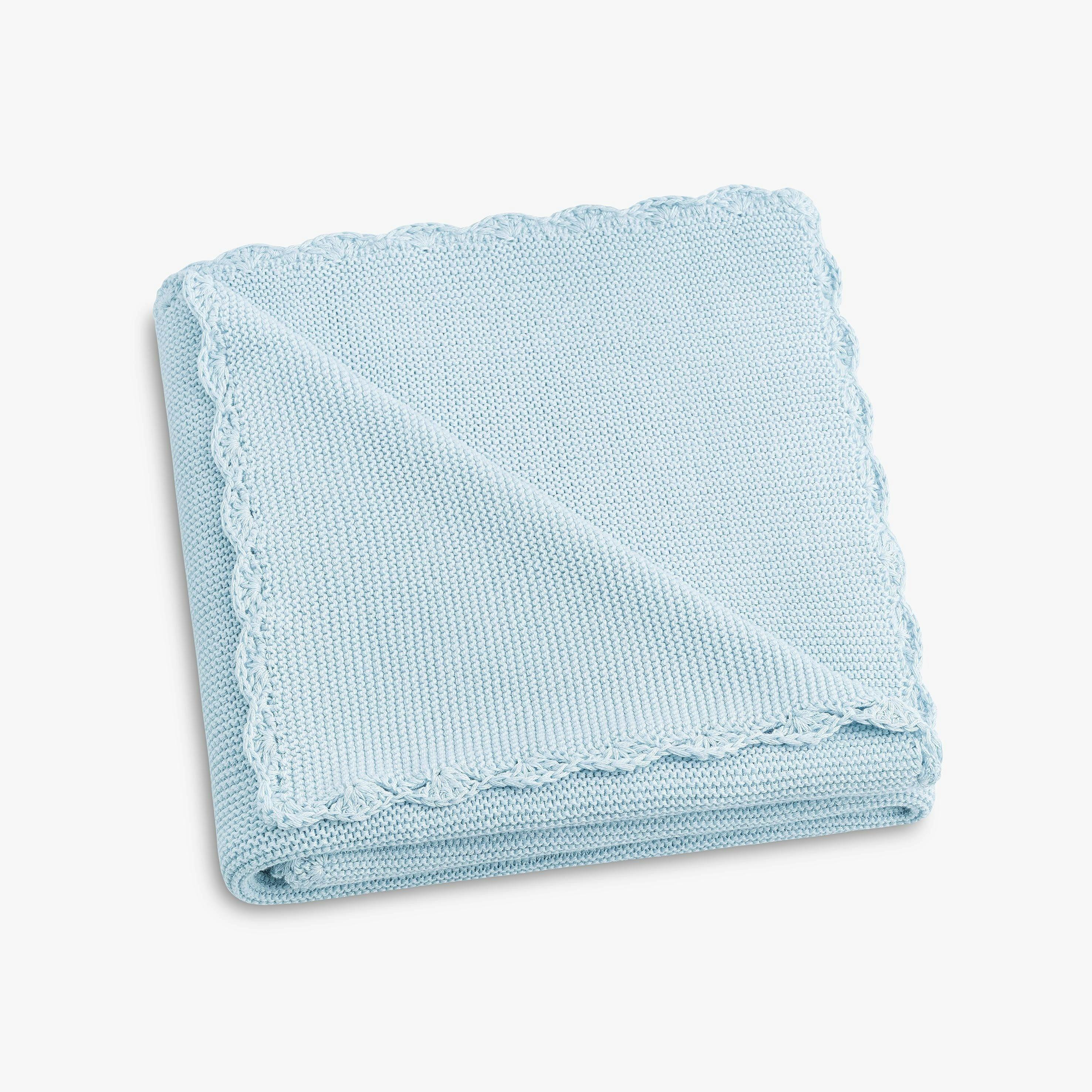 Cotton Knit Blanket, Blue